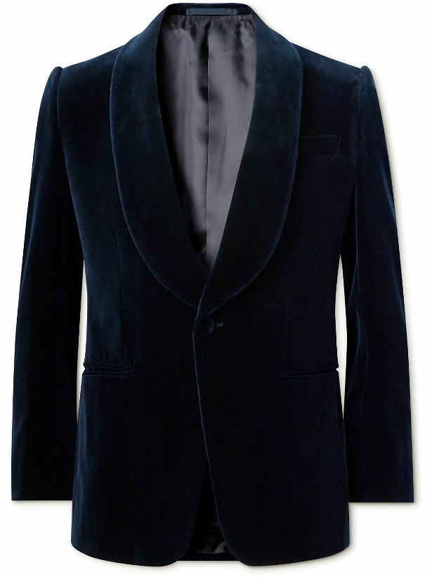 Photo: Kingsman - Slim-Fit Shawl-Collar Cotton-Velvet Tuxedo Jacket - Blue