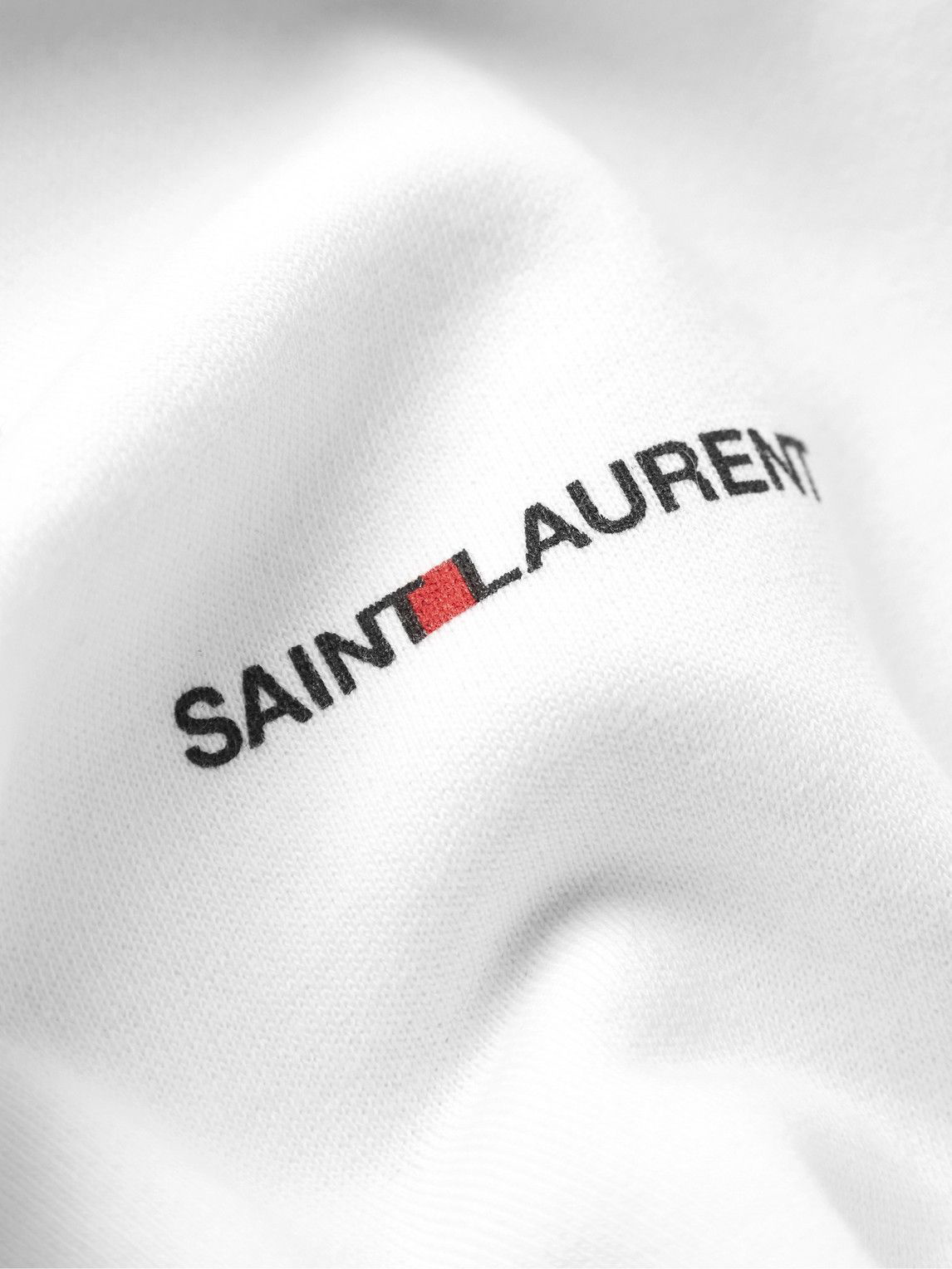Black Logo-print cotton-jersey hoodie, Saint Laurent