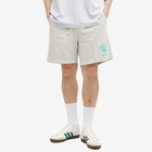 Sporty & Rich Men's Emblem Gym Shorts in Heather Grey/Caribbean