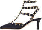 Valentino Garavani Navy Rockstud Caged 65mm Heels