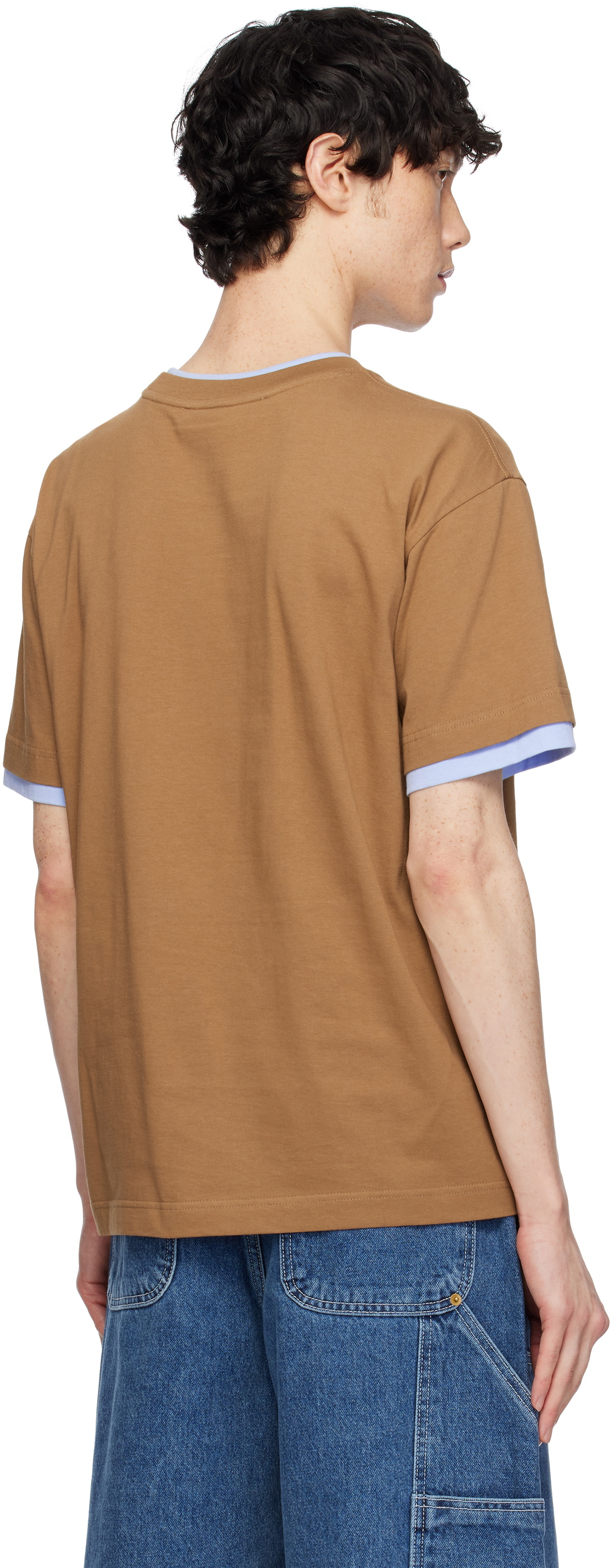AFTER PRAY Brown Crepe Layered T-shirt
