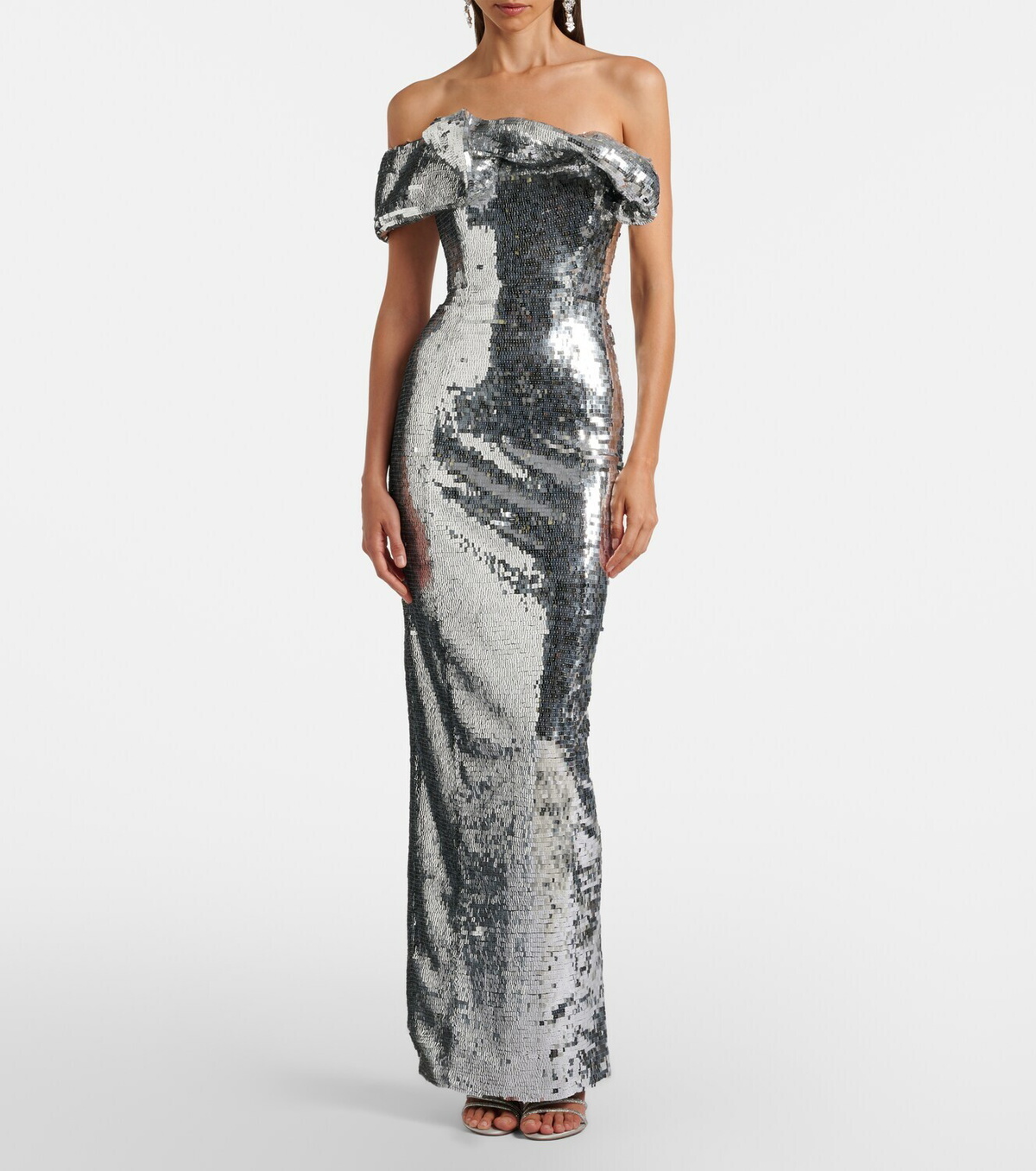Rachel Gilbert Tamzin sequined one-shoulder gown
