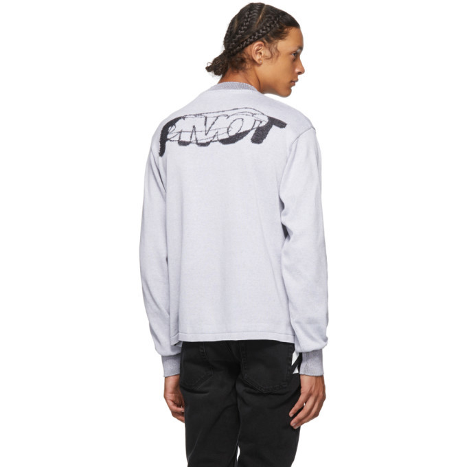 Off White Grey Masked Pivot Sweater Off White