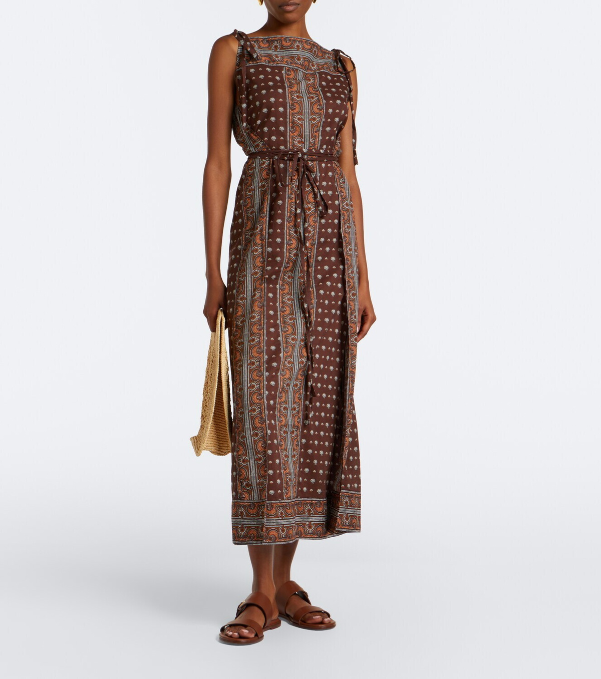 Dôen Amarante printed cotton voile midi dress