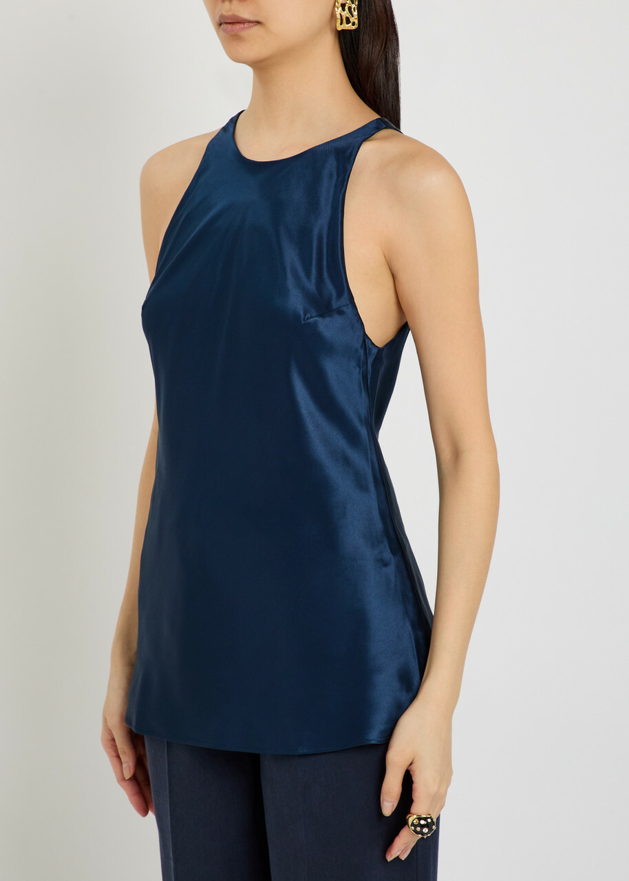Reformation Saskia Silk top Navy