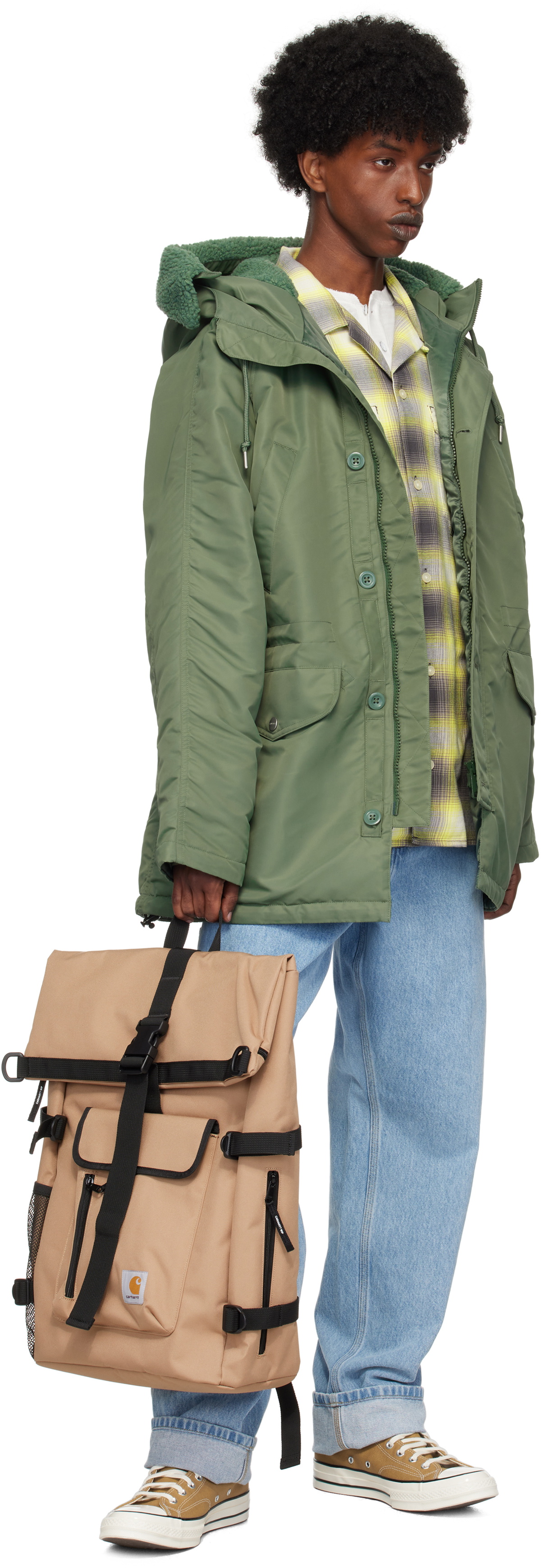 Carhartt Work In Progress Green Hooded Olten Parka Coat