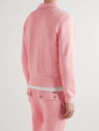 TOM FORD - Leather-Trimmed Jersey Half-Zip Sweatshirt - Pink