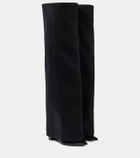 Sacai Leather-trimmed melton knee-high boots