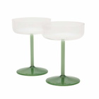 HAY Tint Coupe Glass - Set of 2 in Clear/Jade Light/Dark Green 