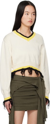 Ottolinger Off-White Cropped V-neck Sweater