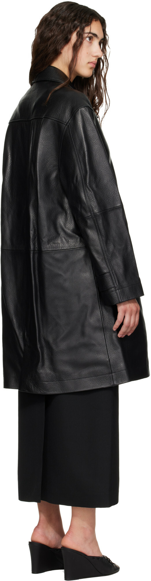 TONYWACK Black Half Leather Coat