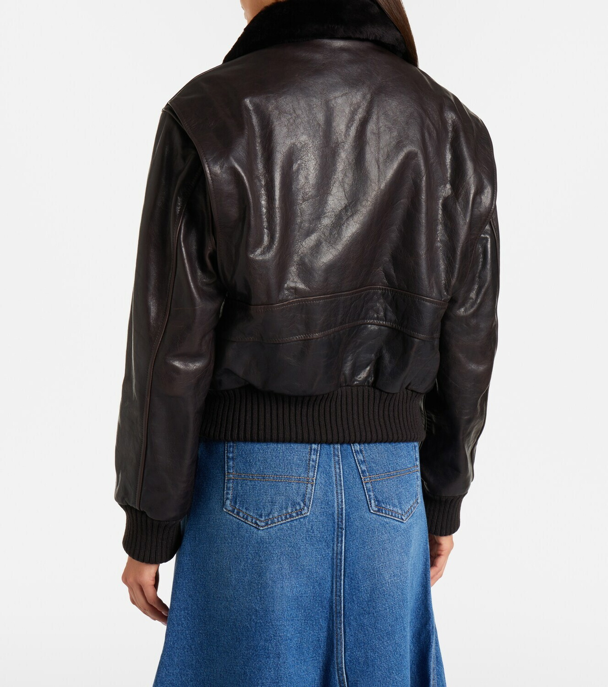 Victoria Beckham Shearling-trimmed leather jacket