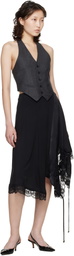 VETEMENTS Black Reworked Lingerie Midi Skirt