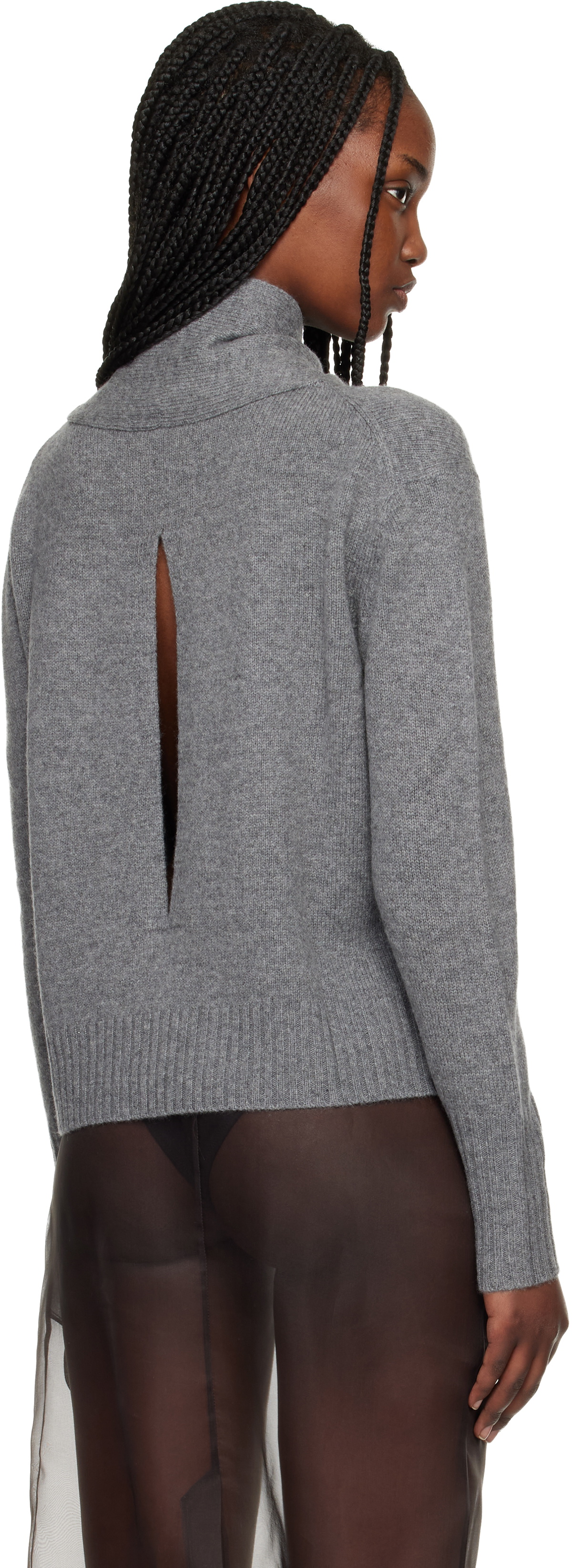 Commission Gray Scarf Neck Sweater