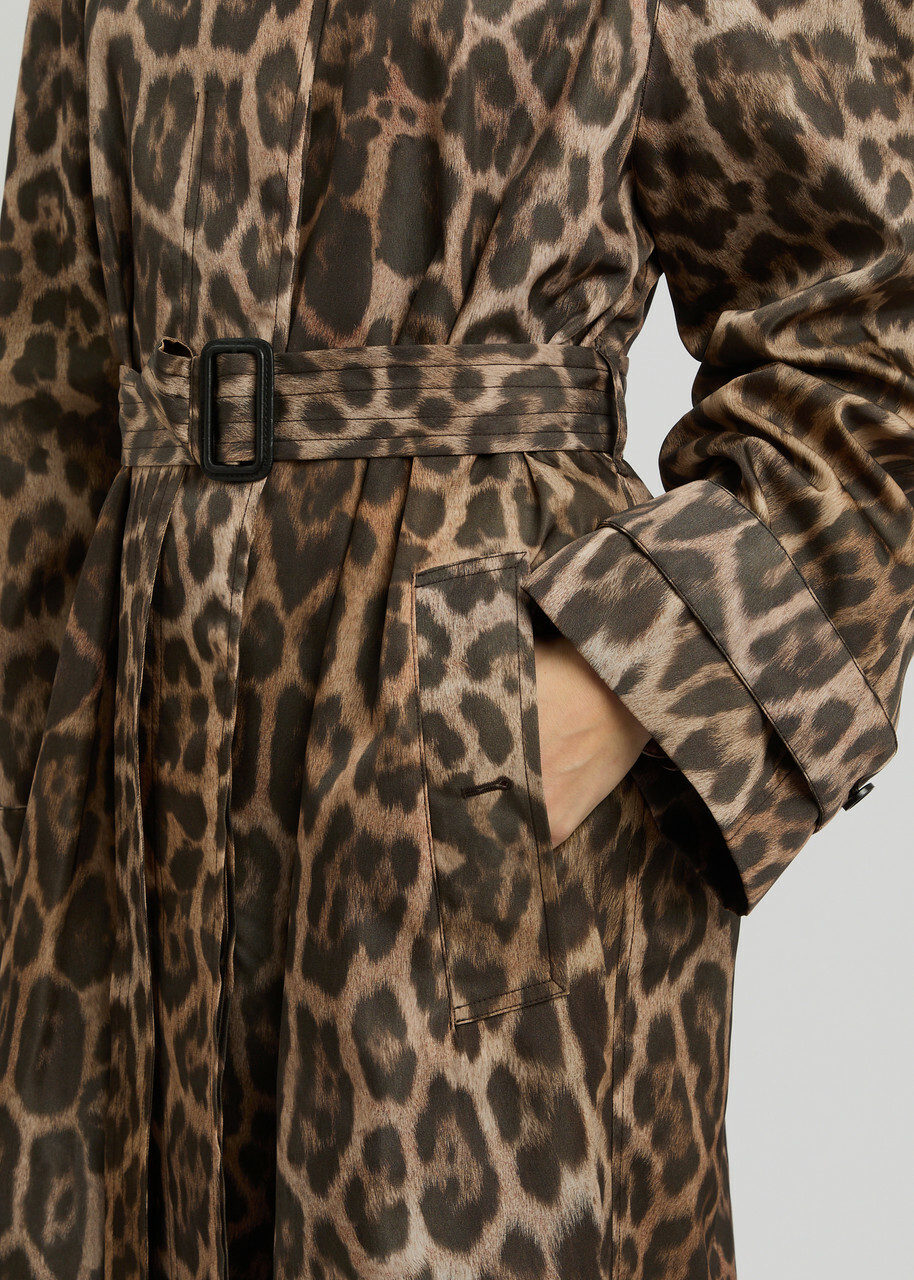 Stella Mccartney Leopard-print Belted Woven Trench Coat