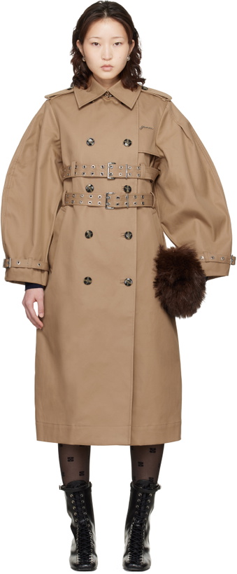 Photo: GANNI Beige Bonded Cotton Trench Coat