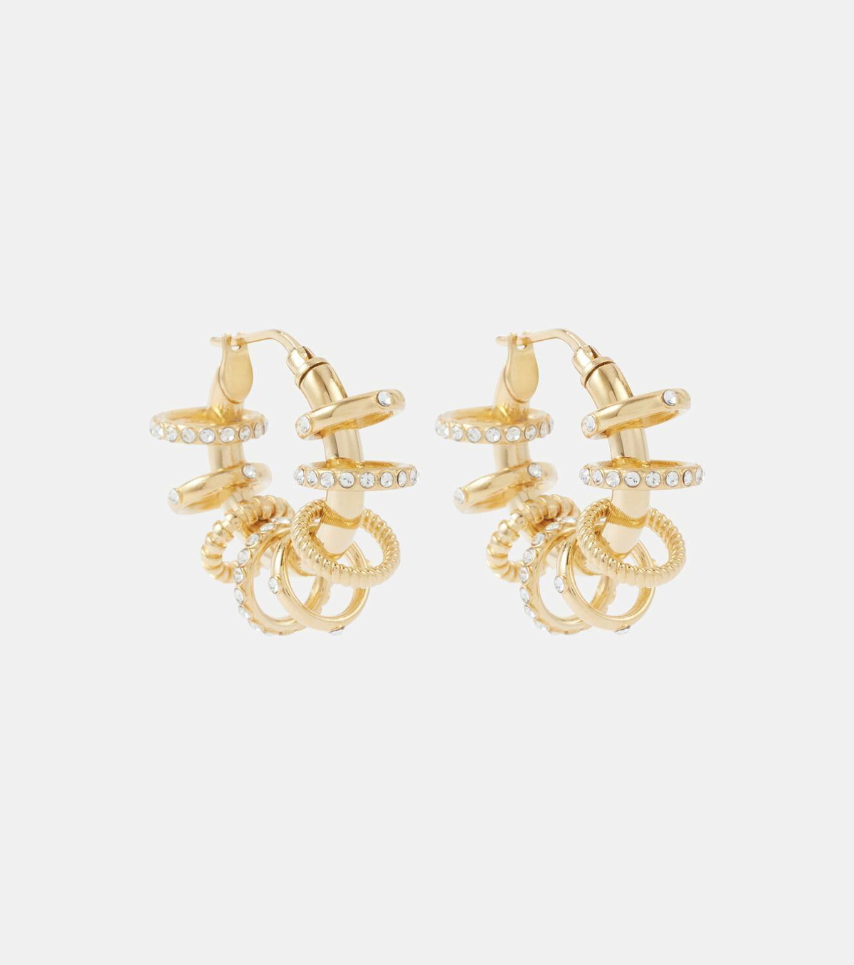 Amina Muaddi Multi Ring Small embellished hoop earrings