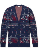 Etro - Wool, Cotton and Cashmere-Blend Jacquard Cardigan - Blue