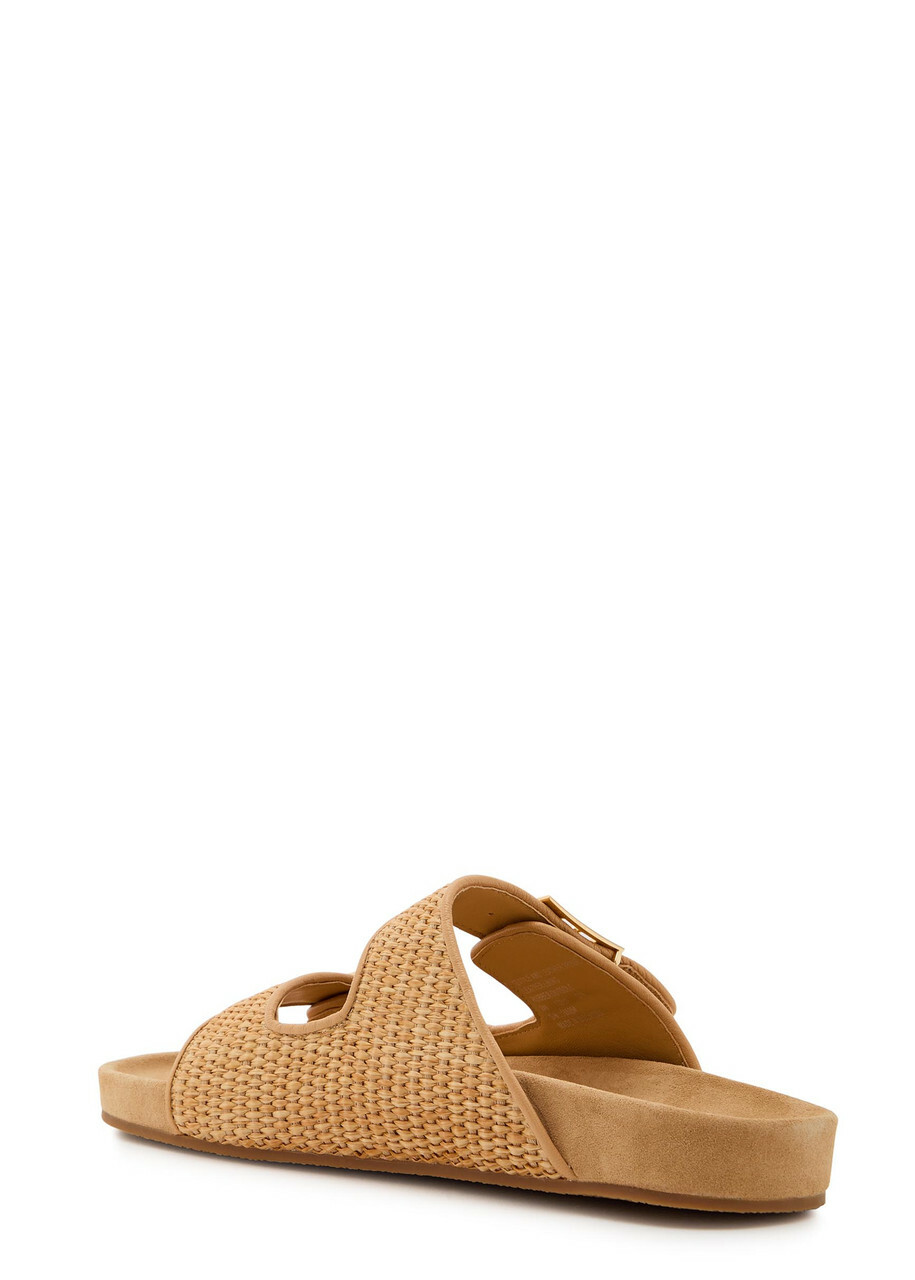 Tory Burch Mellow Raffia Sliders Camel