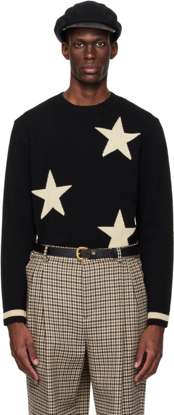 Photo: Valentino Black Crewneck Stars VLogo Sweater