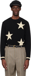 Valentino Black Crewneck Stars VLogo Sweater