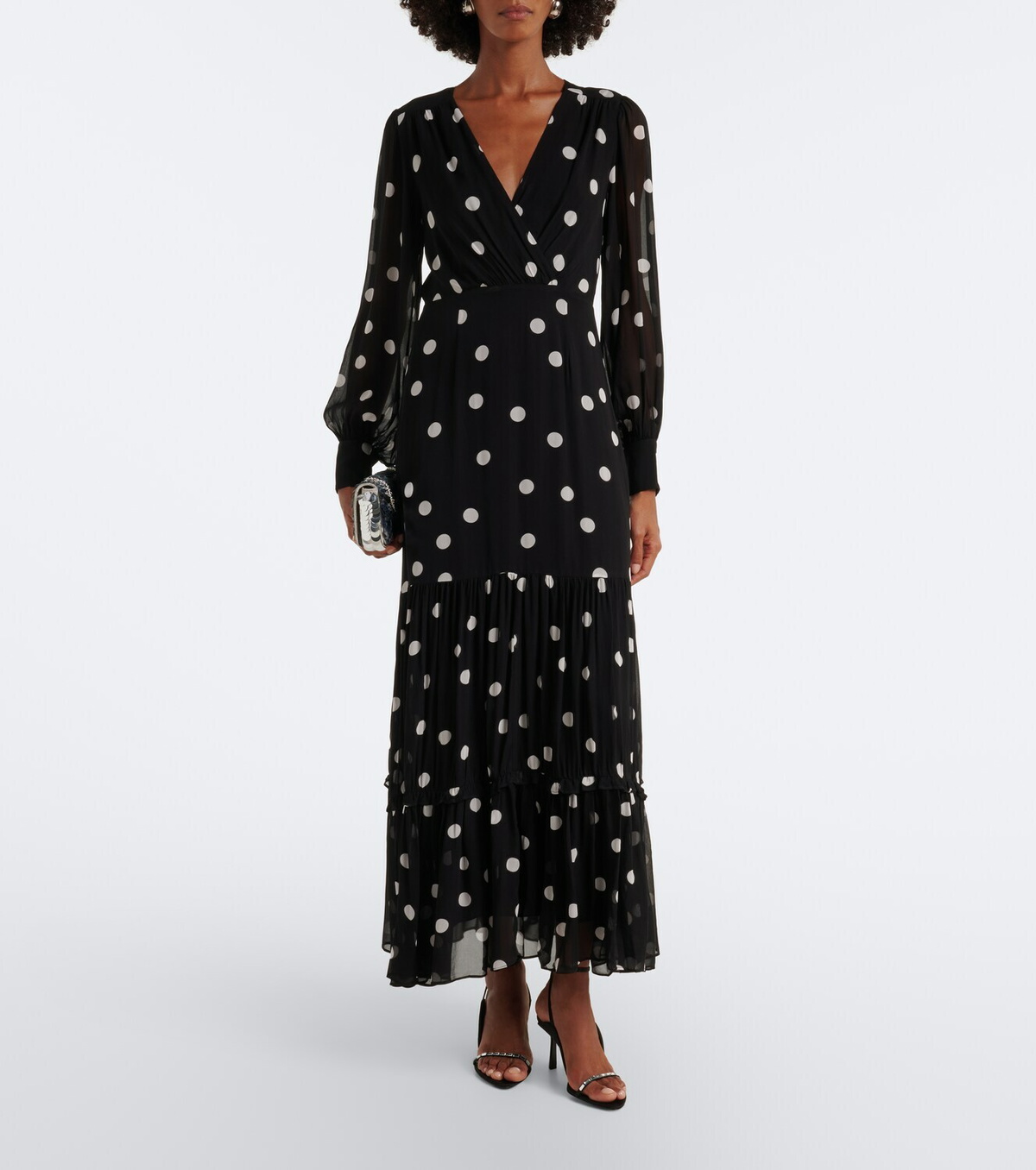 Rixo Elsie polka-dot georgette midi dress