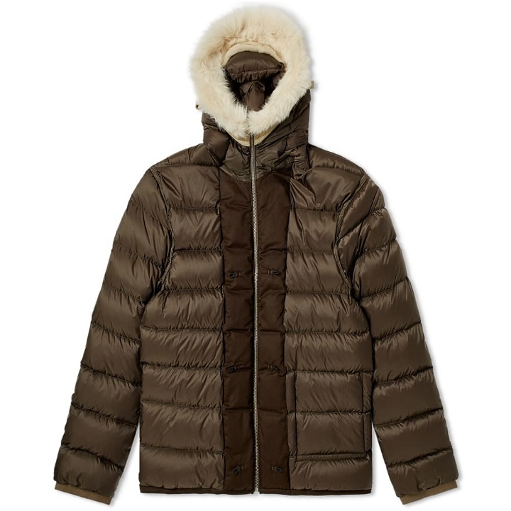 Photo: Ten C Shearling Hooded Down Liner Olive