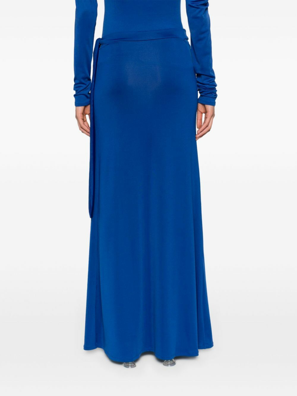Jade Cropper Blue Cut-Out Jersey Maxi Skirt