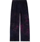 Needles - Tie-Dyed Cotton-Blend Velour Track Pants - Blue