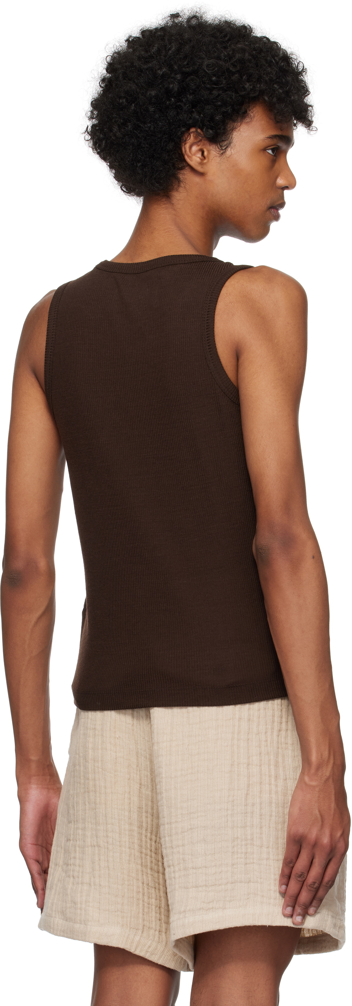 Tonywack Brown Super Fine Wool Ribbed Tank Top