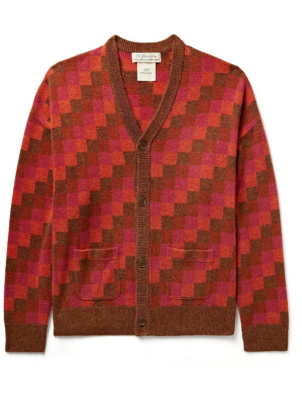 Photo: Remi Relief - Checked Wool and Cashmere-Blend Cardigan - Red
