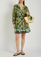 Alemais Liana Belted Printed Ramie Mini Dress Multicoloured