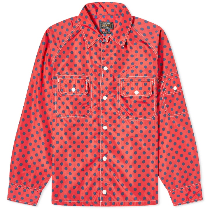 Photo: Beams Plus Men's Polka Dot Sports Shirt Jacket in Red
