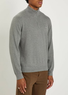 Gant Logo-embroidered Quarter-zip Cotton Jumper Dark Grey
