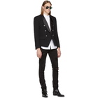 Balmain Black Satin Double-Breasted Blazer