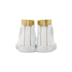 Saint Laurent White and Gold Used-Leather Bedford Sneakers