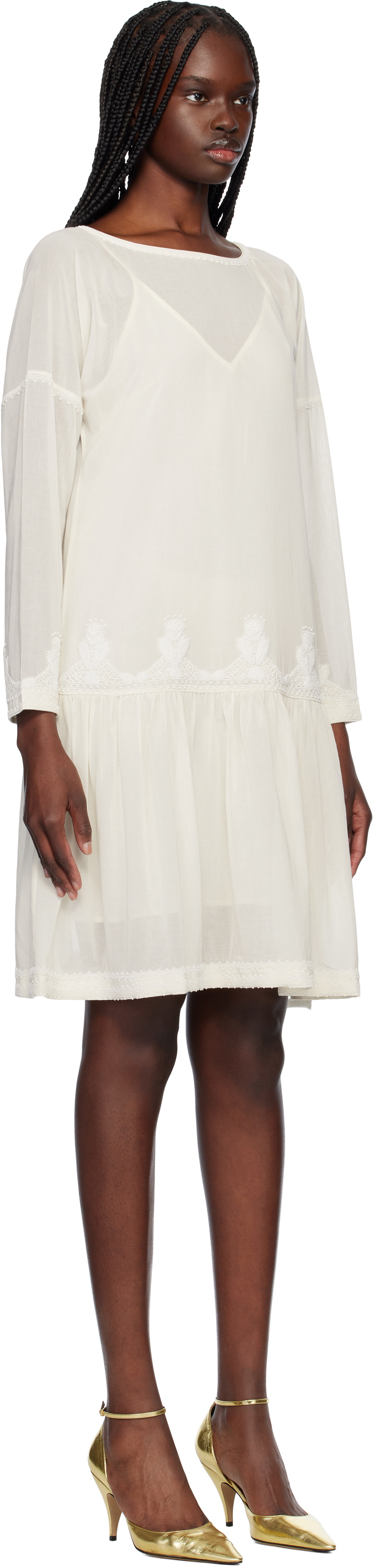 Bode Off-White Salt Marsh Midi Dress