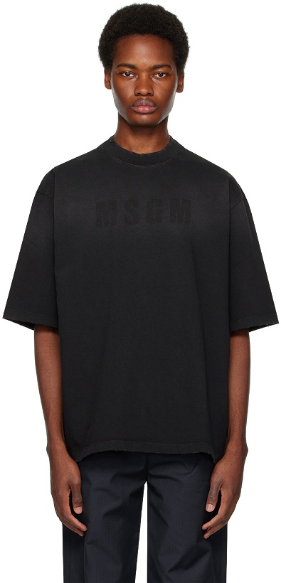 Photo: MSGM Black Print T-Shirt