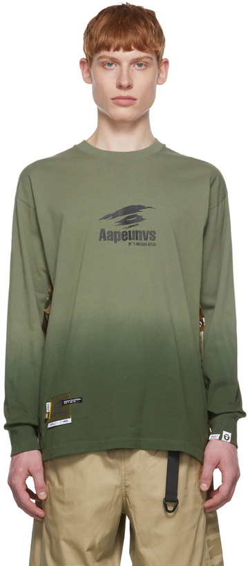 Photo: AAPE by A Bathing Ape Green Cotton Long Sleeve T-Shirt