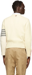 Thom Browne Off-White Shetland 4-Bar Crewneck Sweater