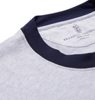 Brunello Cucinelli - Slim-Fit Logo-Embroidered Striped Cotton-Jersey T-Shirt - Gray