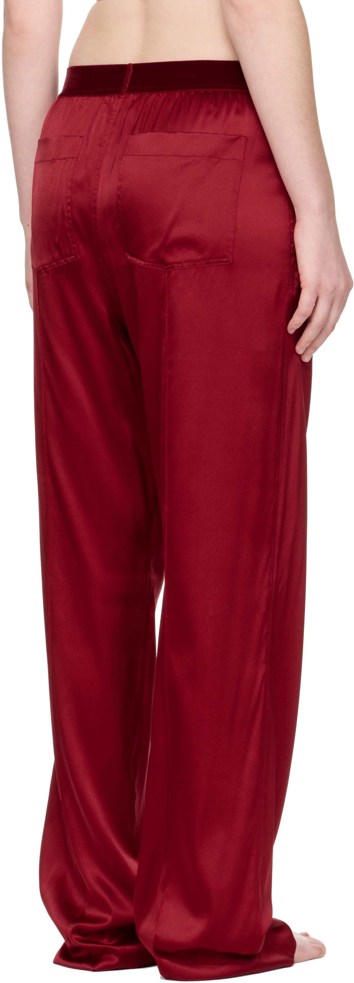 TOM FORD Red Stretch Silk Satin Lounge Pants