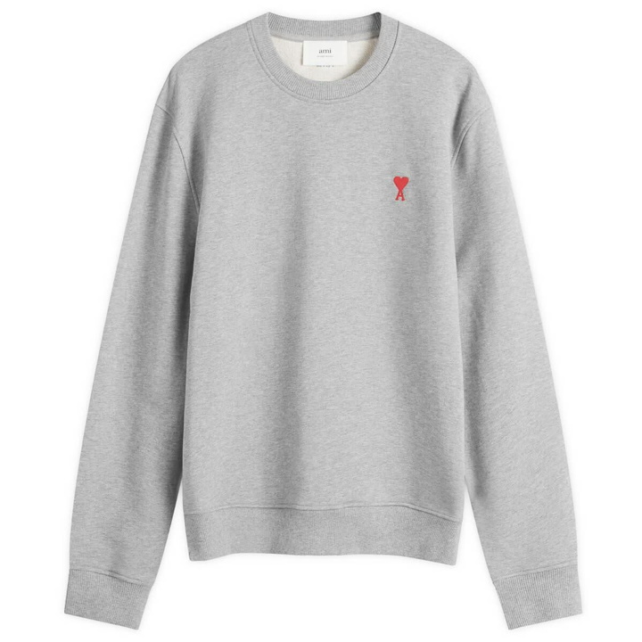 Photo: AMI Paris Men's AMI Heart Crew Sweat in Heather Grey
