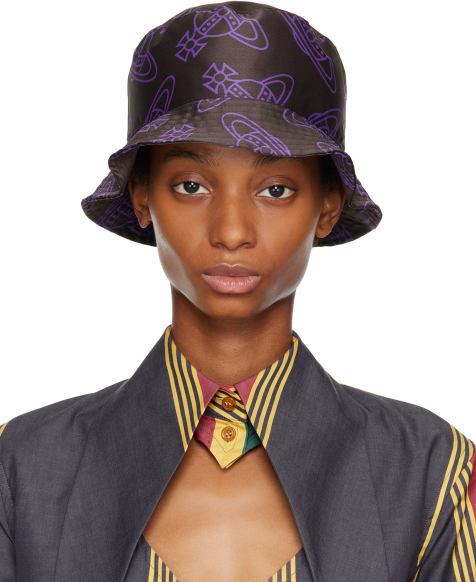Vivienne Westwood Brown & Purple Orb Lining Bucket Hat Vivienne