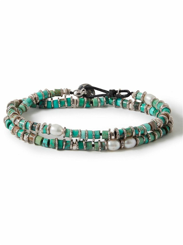Photo: Peyote Bird - Nambre Silver-Tone, Turquoise and Pearl Wrap Bracelet