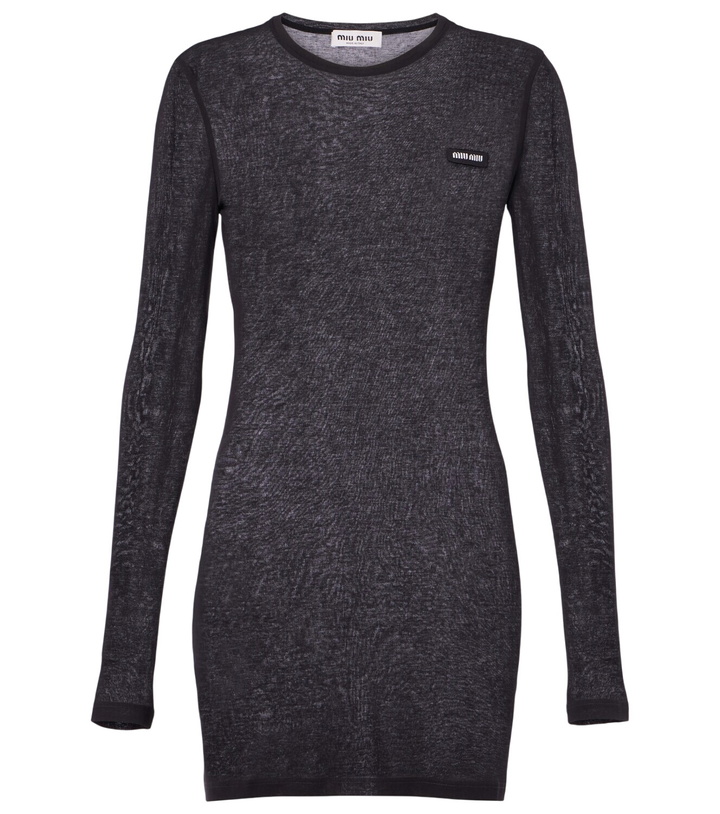 Photo: Miu Miu Logo cotton jersey minidress