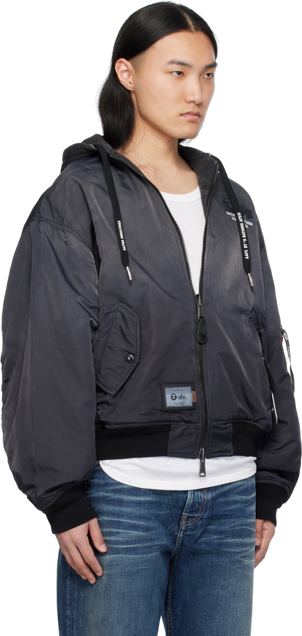 AAPE by A Bathing Ape Black Alpha Industries Edition MA-1