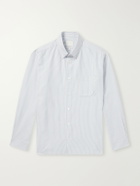 A.P.C. - Mateo Striped Logo-Embroidered Cotton-Poplin Shirt - Blue