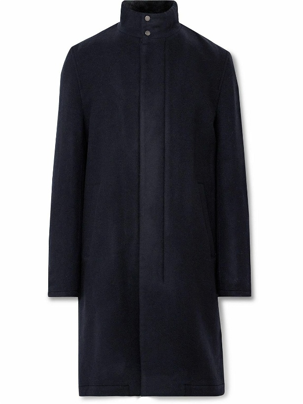 Photo: Yves Salomon - Virgin Wool-Felt Coat with Detachable Shearling Liner - Blue