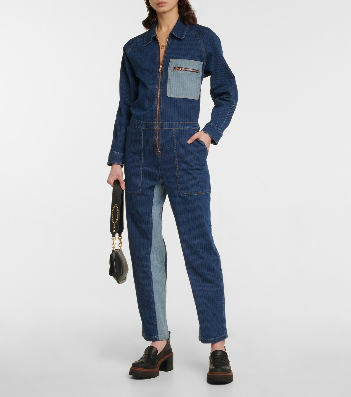 See By Chloé Striped denim jumpsuit